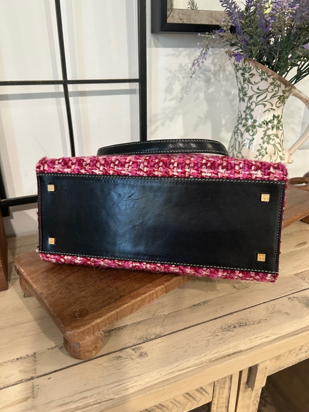 kate spade Pink Tweed Tote with Black Handles - Picture 5 of 7